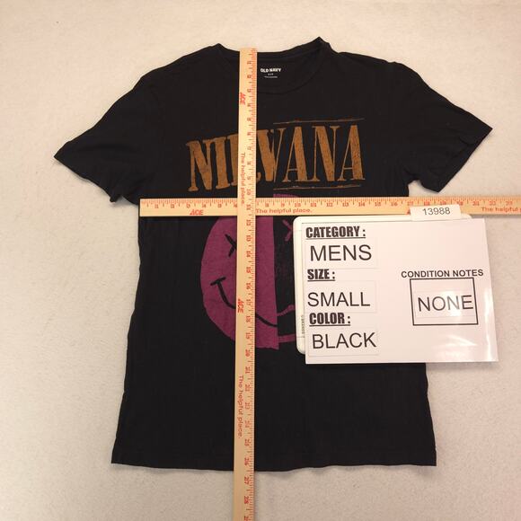 Nirvana Band Casual Crew Neck Graphic T-Shirt Adult Mens Size Small S Black - Picture 5 of 9